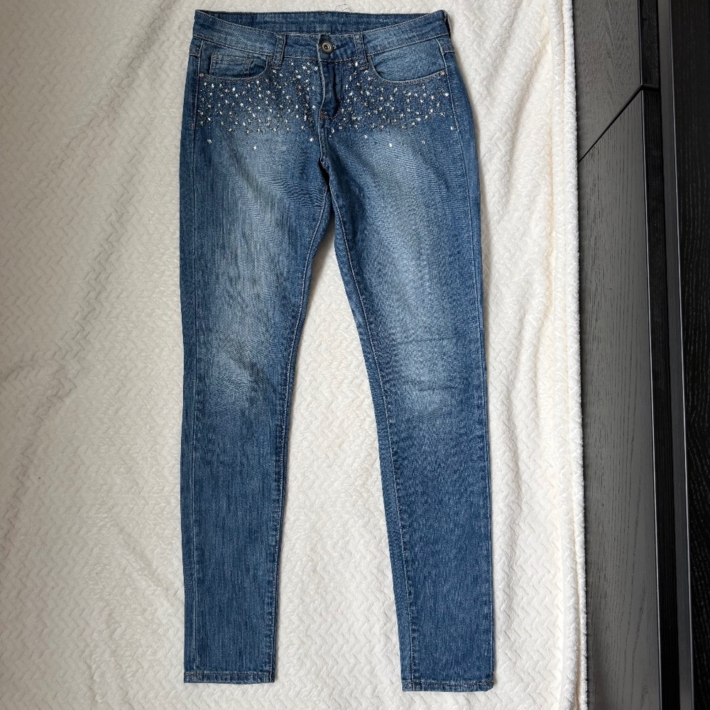 Denim Co Skinny Jeans UK6 – Sparkly Rhinestone Details, EUC